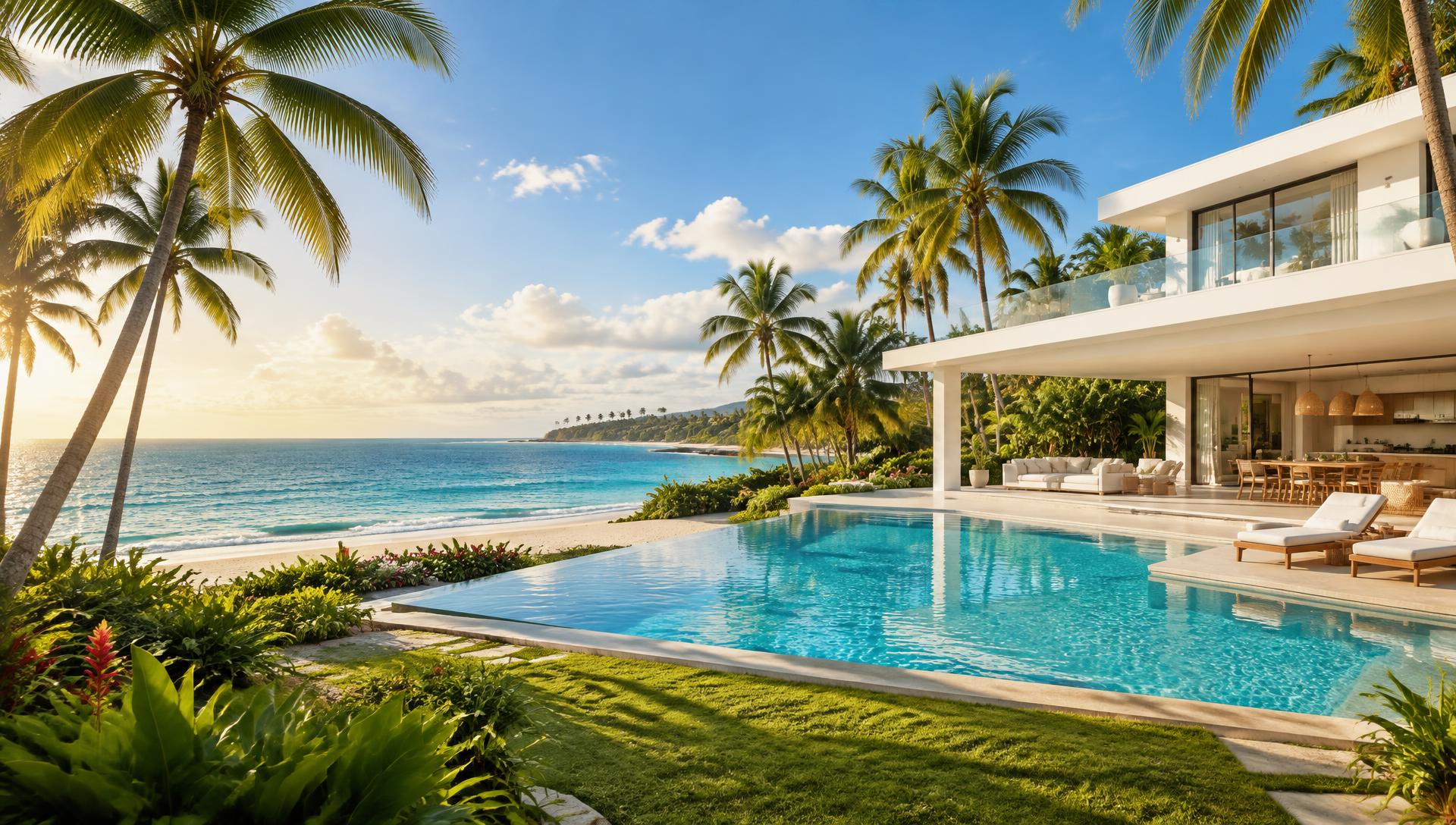 Tropical beachfront villa with pool in Las Terrenas